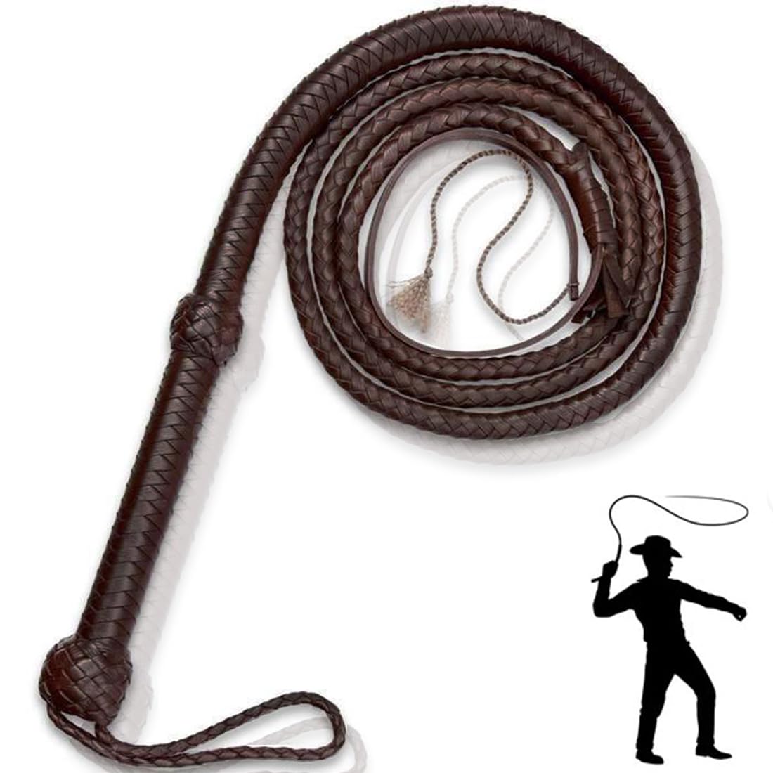 Bullwhip 8ft Genuine Leather Indiana Jones Style Whip for