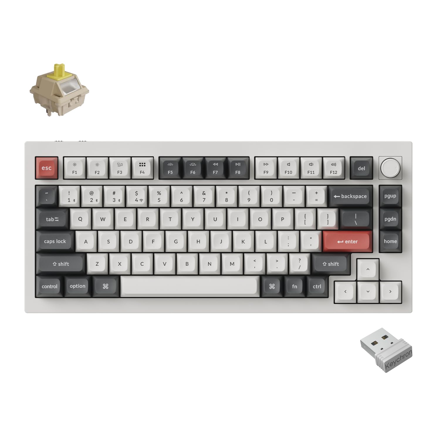 「国内正規品」Keychron Q1 Ultra 8K メカニカルキーボード 2.4G/Bluetooth/有線 USレイアウト バナナ軸 ホワイト