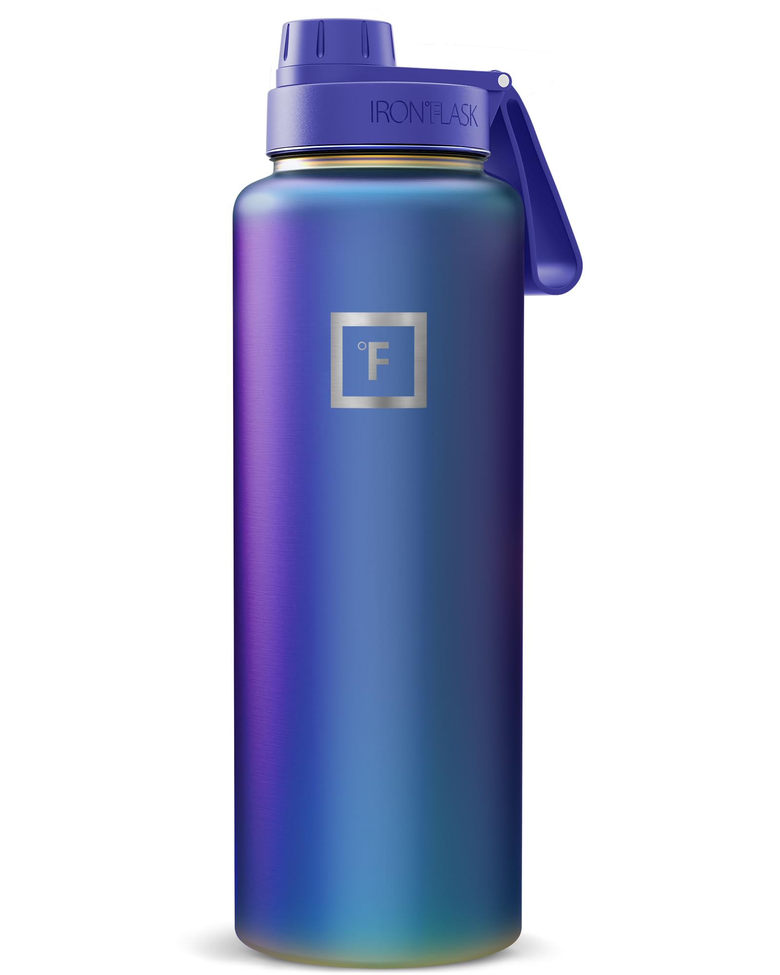 IRON °FLASK Camping & Hiking Hydration Flask with Spout, Wide Mouth Insulated Stainless Steel Sports Water Bottle - Aurora 40 oz - Spout (1 Lid)