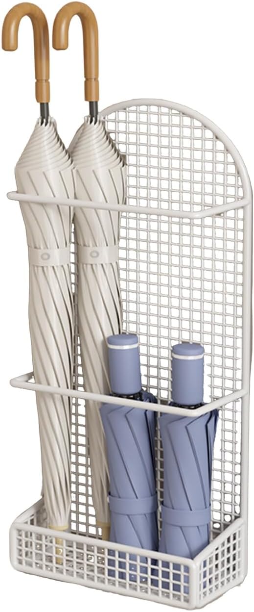 Wall-Mounted Umbrella Stand Rack, Folding Umbrella Organizer, Metal Canes Walking Sticks Holder, Holds 4 Umbrellas for Entryway Home Office Patio