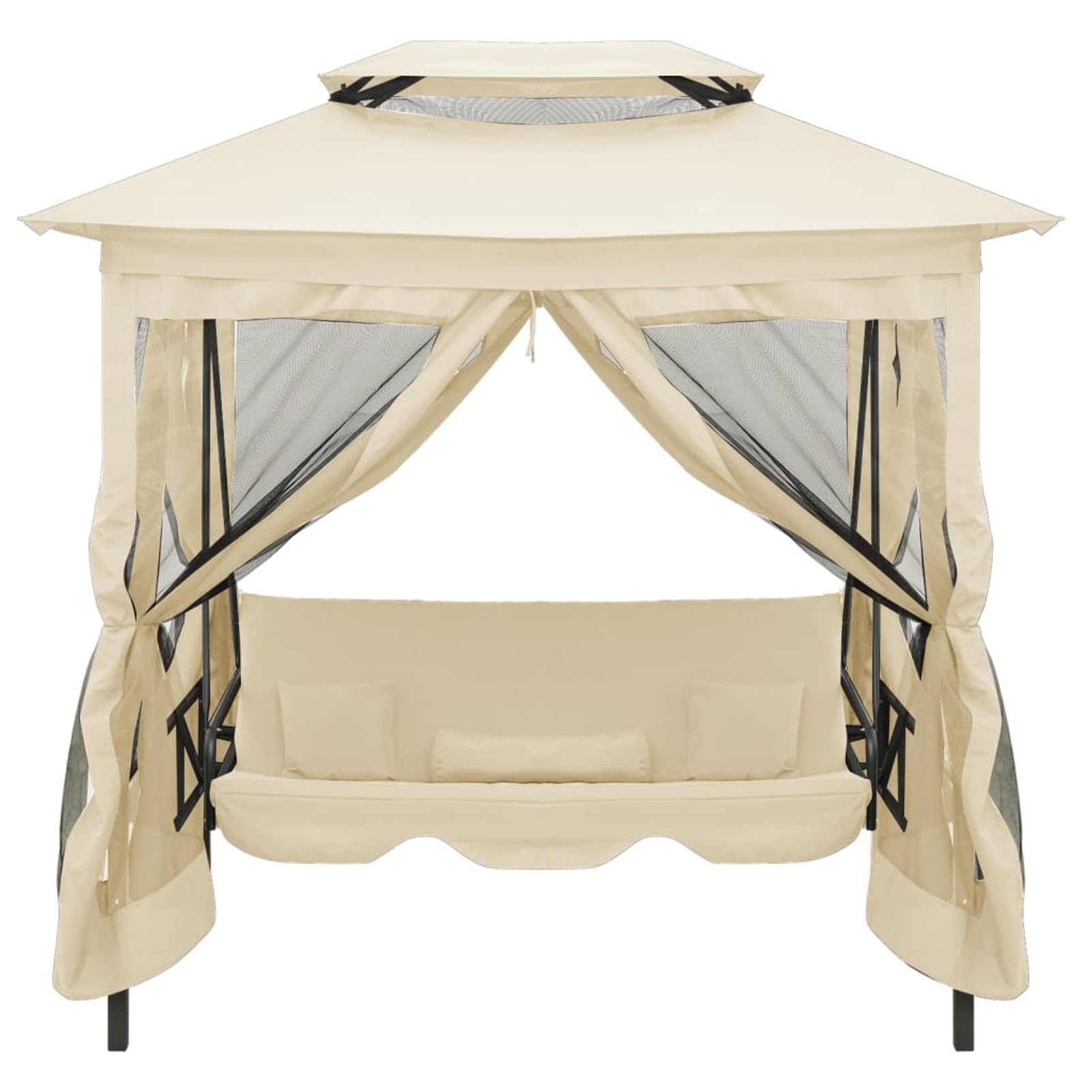 LAPOOH Gazebo Convertibile Panchina a Dondolo Bianco Crema,Gazebo,Impermeabile,Anti UV,Gazebo da Giardino,Gazebo Esterno(SPU:43239)