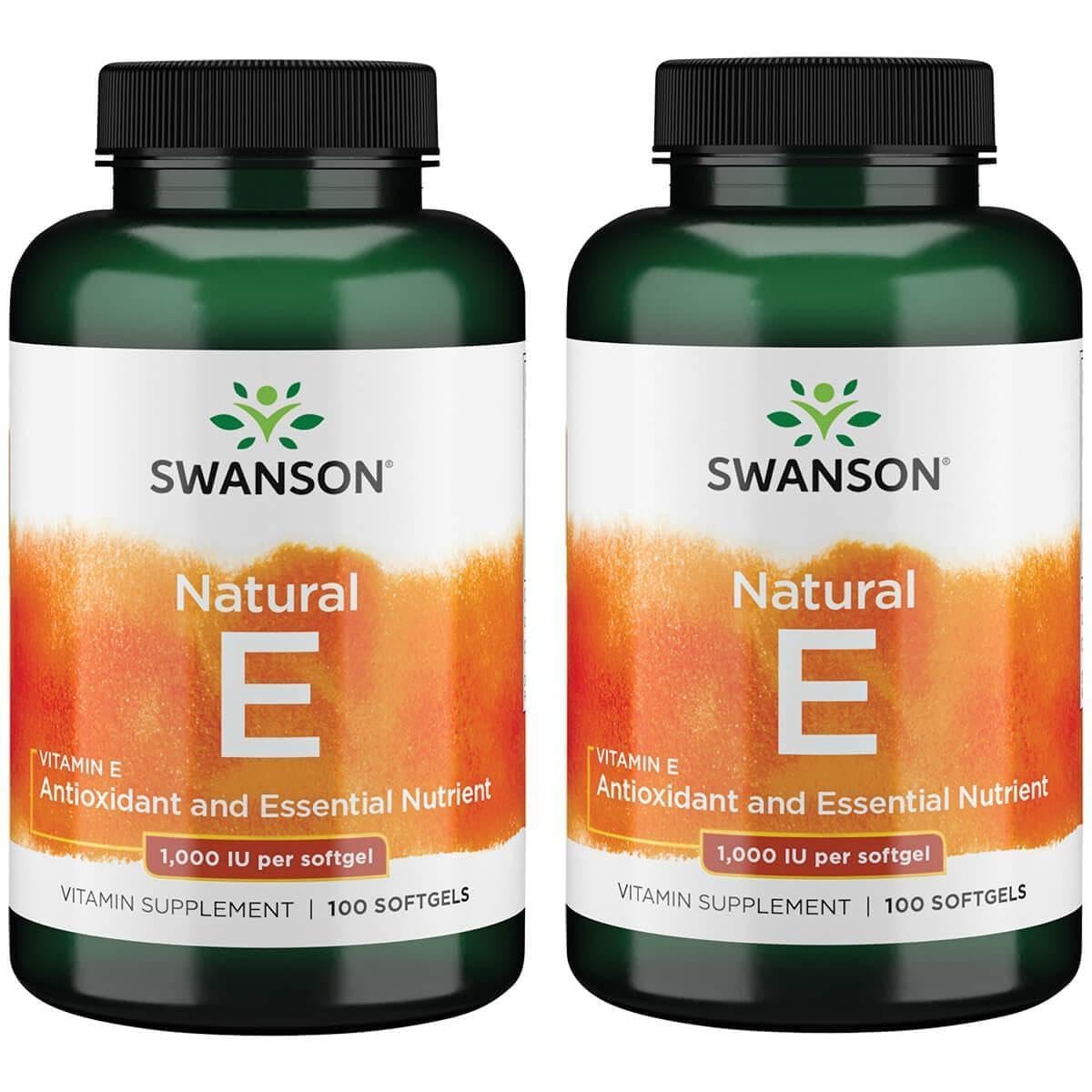 Swanson Natural Vitamin E, D-Alpha, 1000 IU, 100 Softgels, 2 Pack 100 Count (Pack of 2)