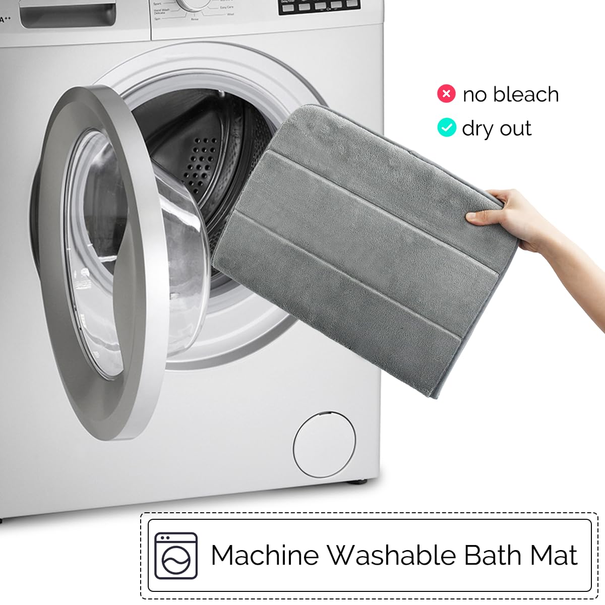 Tappeti da bagno per il bagno assorbenti, in memory foam, antiscivolo, set di 3 tappetini da bagno grigio chiaro