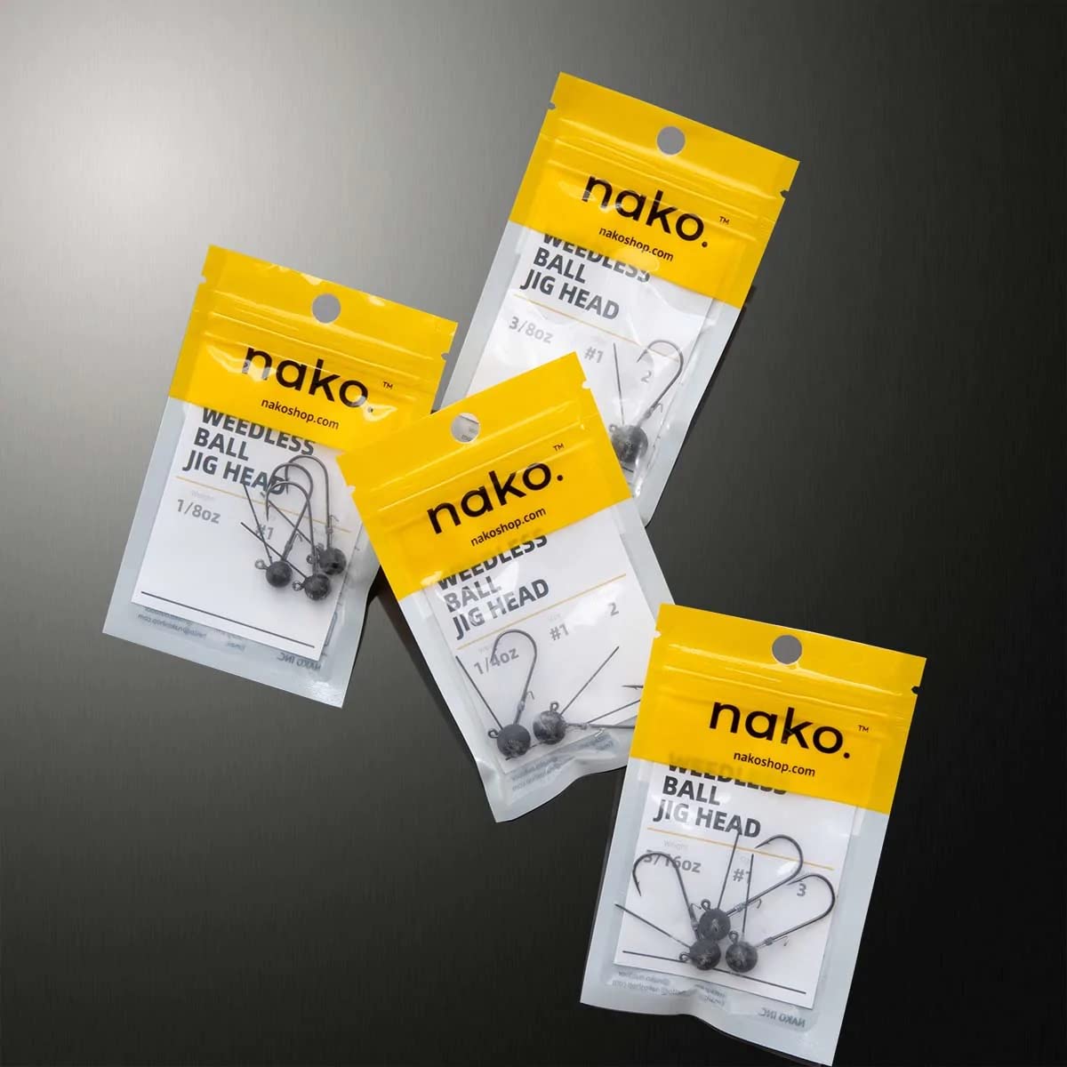 nako. 200% Sensitivity Tungsten Weedless Ball Jig Head, Ball Jigheads for Swimming jig (3/8 oz (2 Pack) - # 3/0 Hook)