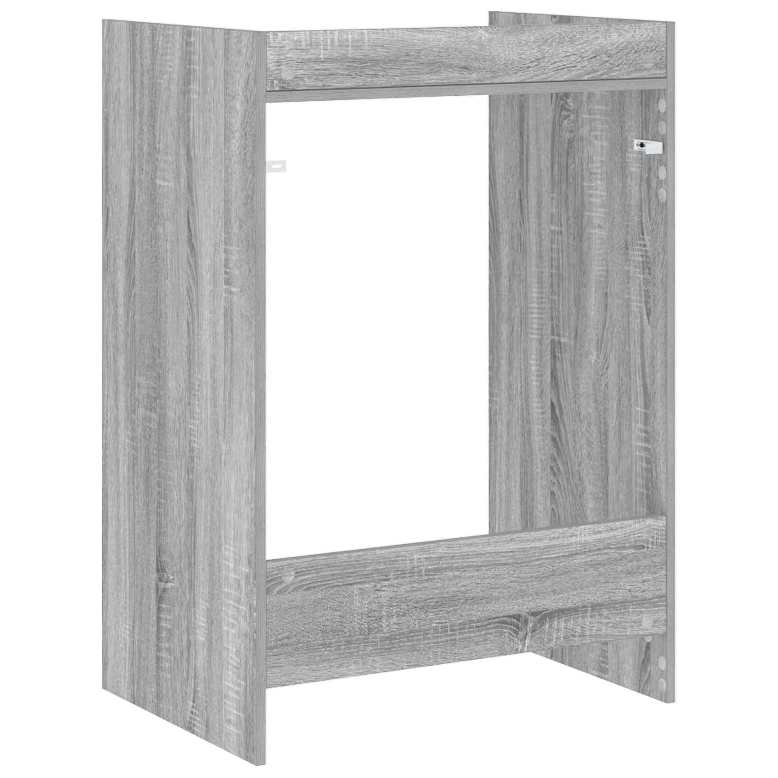 Mobile per lavatrice in legno Sonoma grigio, 67,5 x 48 x 97 cm, con vano portaoggetti, scomparti, porta e ripiano per bagno, lavanderia e ordine in piccoli spazi