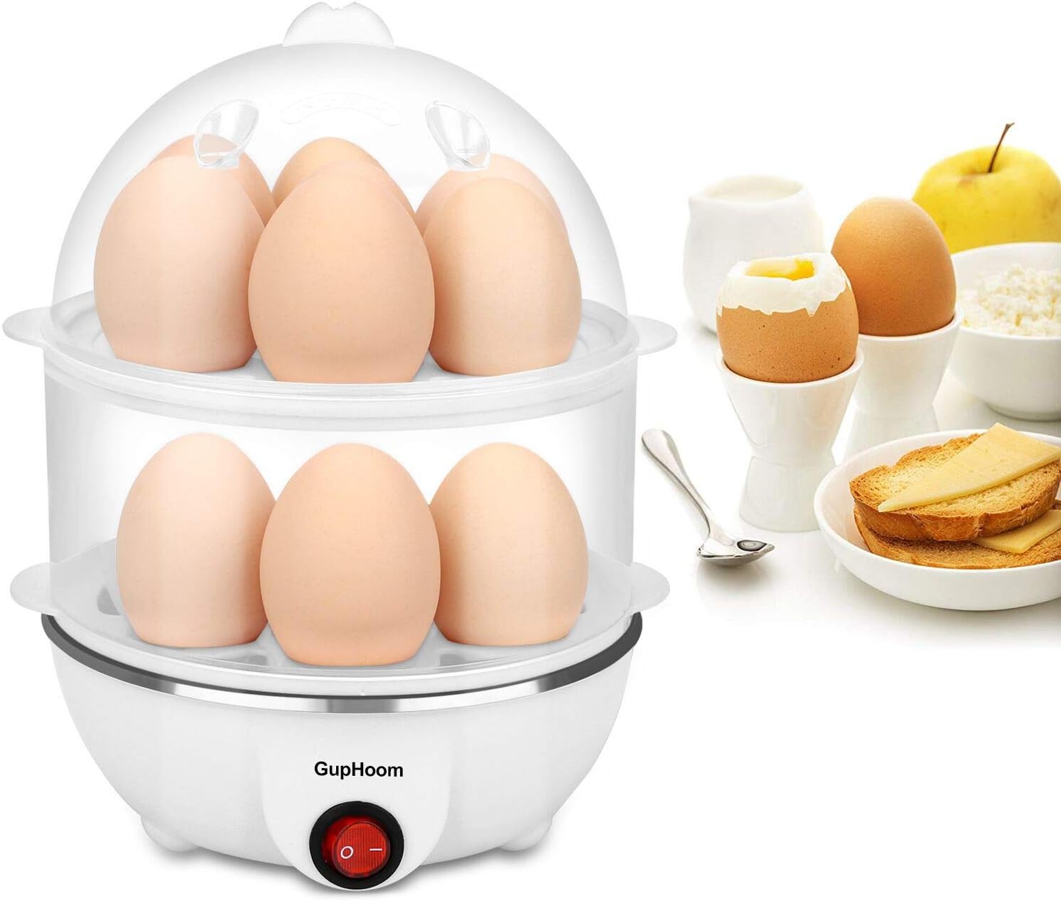 Egg Cooker Boiler Steamer 14 Egg Capacity With Automatic Shut Off White