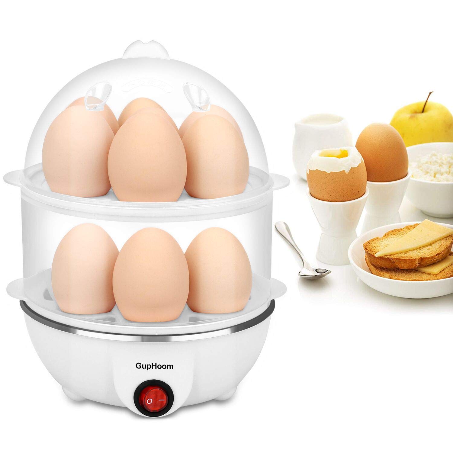 Egg Cooker Boiler Steamer 14 Egg Capacity With Automatic Shut Off White