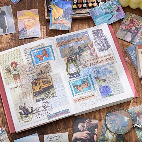 Image of 12 Sets 600 Sheets Washi Stickers for Journaling, Map Nature Celestial Portrait Boho Stickers Vintage Aesthetic Scrapbook Sticker Set for Bullet Journal Art Diary Card Craft Gifts Planner Notebook