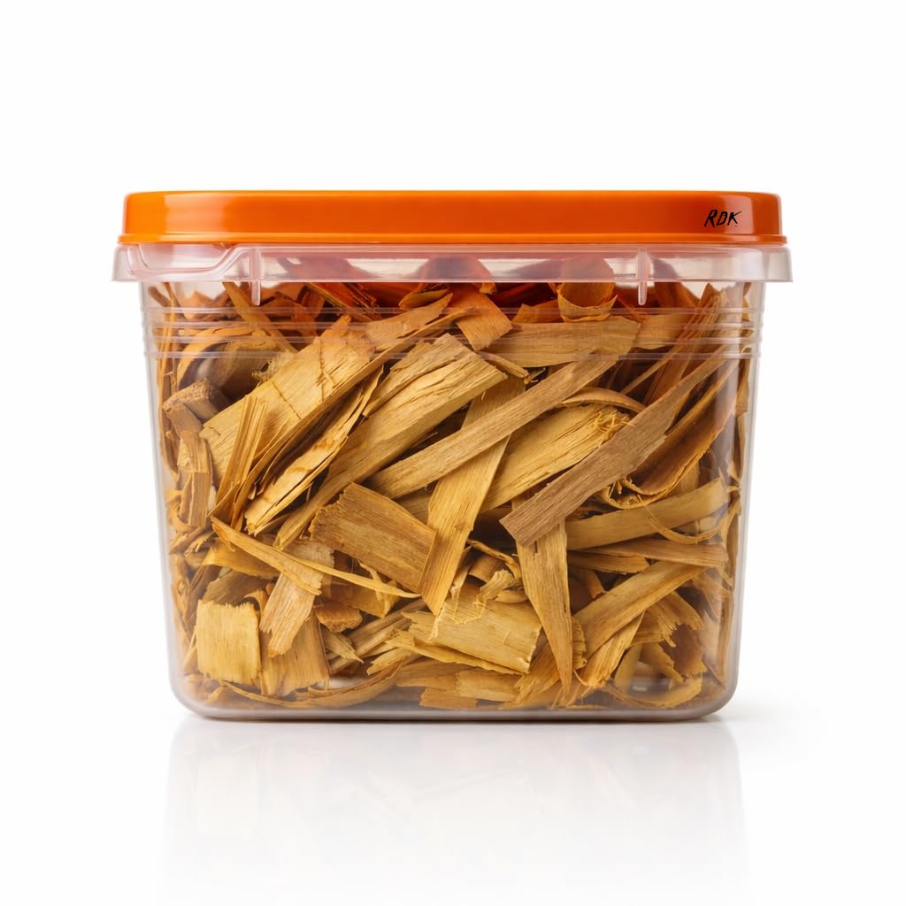 RDK Natural Sandalwood Chips Scraps Chandan Lakdi Flakes Chilka Pooja Hawan Samagri for Healing Meditation, Protection Incense, Spiritual Supplies and Skincare - 100 Gram