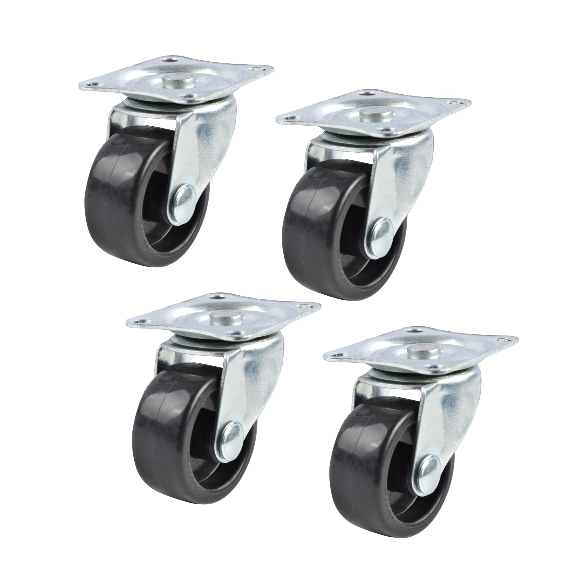 Keypak Swivel Castor 30mm Diameter Wheels Black Pack of 4, Plastic