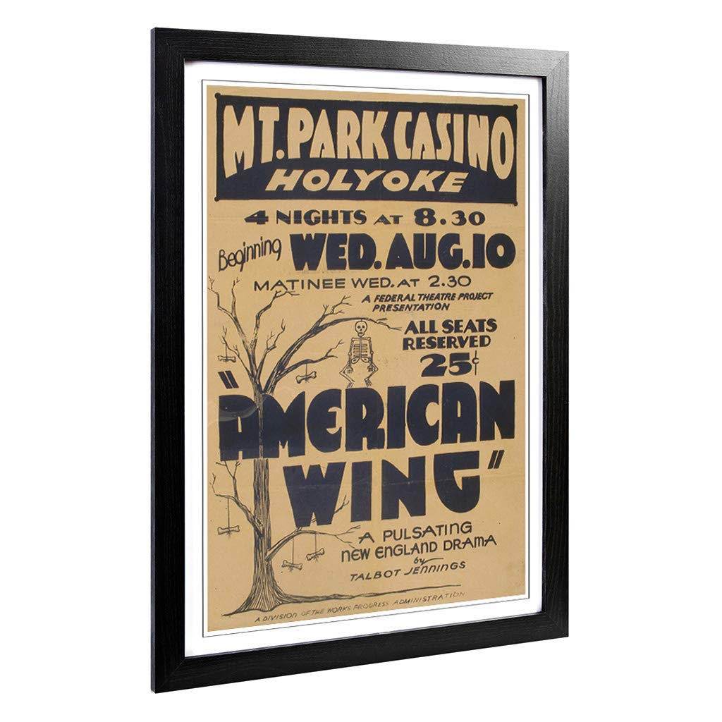 Big Box Art Framed Print of Vintage WPA Poster American Wing Design | Wall Art Picture | Home Decor for Kitchen, Living Room, Bedroom, Hallway, Black, A2 / 24.5x18 Inch / 62x45cm