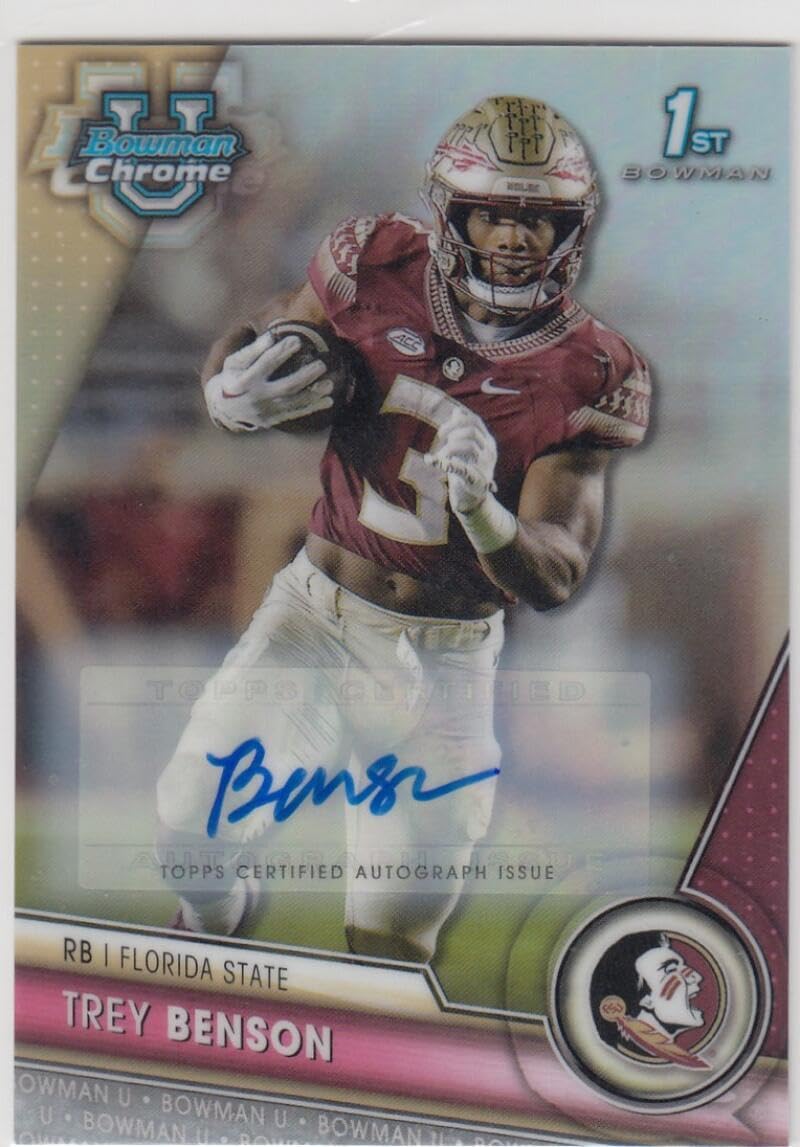Football Trading Card NFL 2023 Bowman University Chrome Prospect Autograph Refractor #5 Trey Benson NM Near Mint Auto 116/499