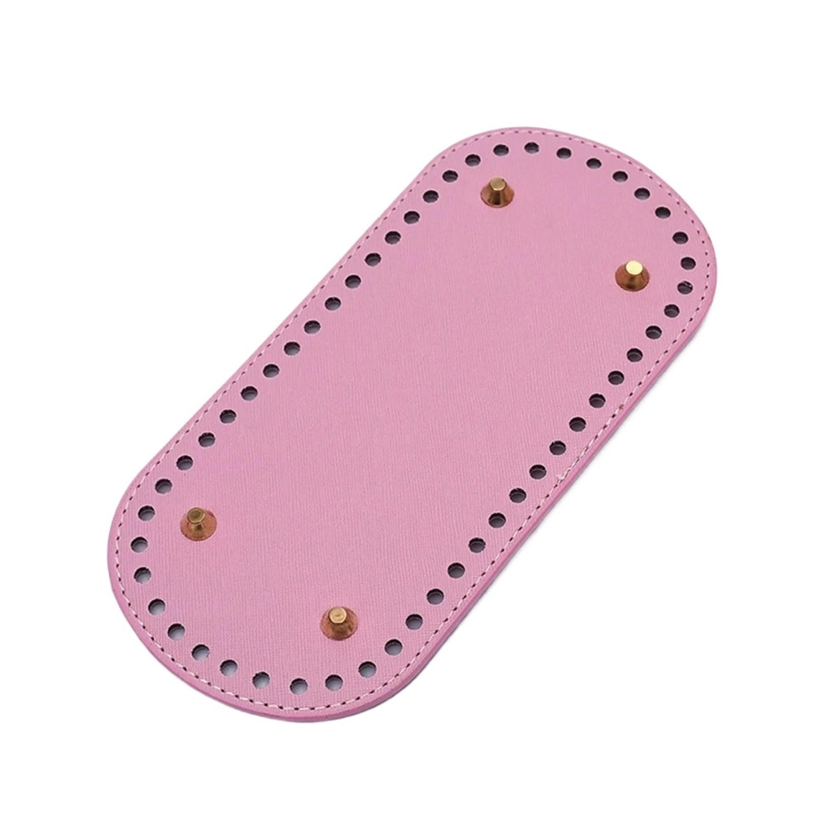 Fondo in Pelle PU da 10 Pezzi for Borsa Lavorata a Maglia, Base Intrecciata a Mano, Fatta a Mano con Fori, Accessori Fai da Te all'Uncinetto per Borse(Pink)