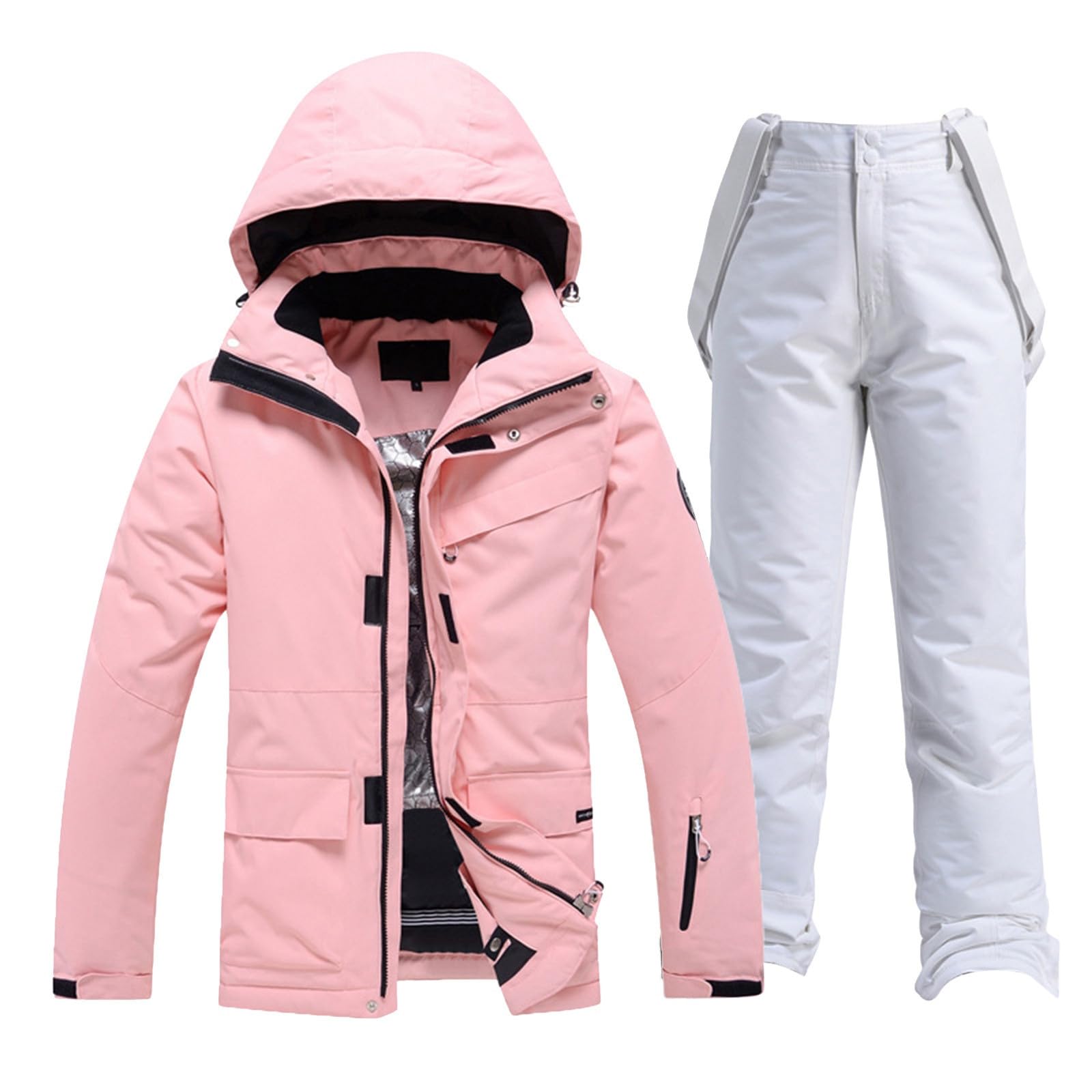 Skianzug für Damen und Herren, Winter, warm, Ski-Set, Unisex, mit Softshelljacke, wasserdicht und wasserdicht, Schneeanzug, Snowboard, Kleidung, wasserdicht, Winter-Set, dick, 2-teilig