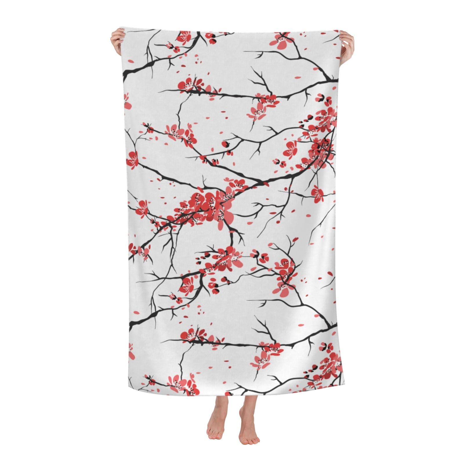 Cbaaghh Delicate Cherry Blossoms Print Adult Beach Towels,Beach & Pool Towel,Beach Towels,Towels For Camping