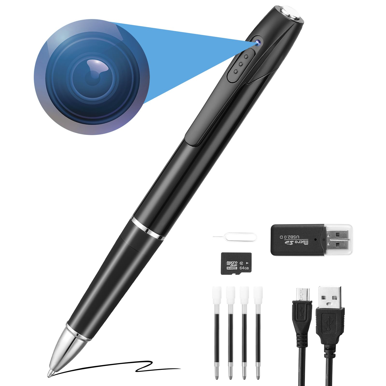 Hidden Spy Camera, 64GB Body Cam, Mini Camera with 1080P HD, Rechargeable Small Pocket Cam, Portable Pocket Camera, Small Video Recorder