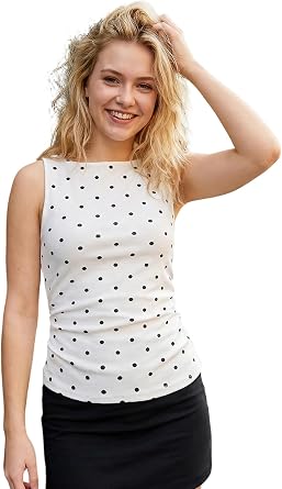 Sujhwsx Women Y2k Polka Dots Tank Top Sleeveless Crew Neck Tie-Up Back Slim Fit Vest Summer Going Out Basic Tops Streetwear