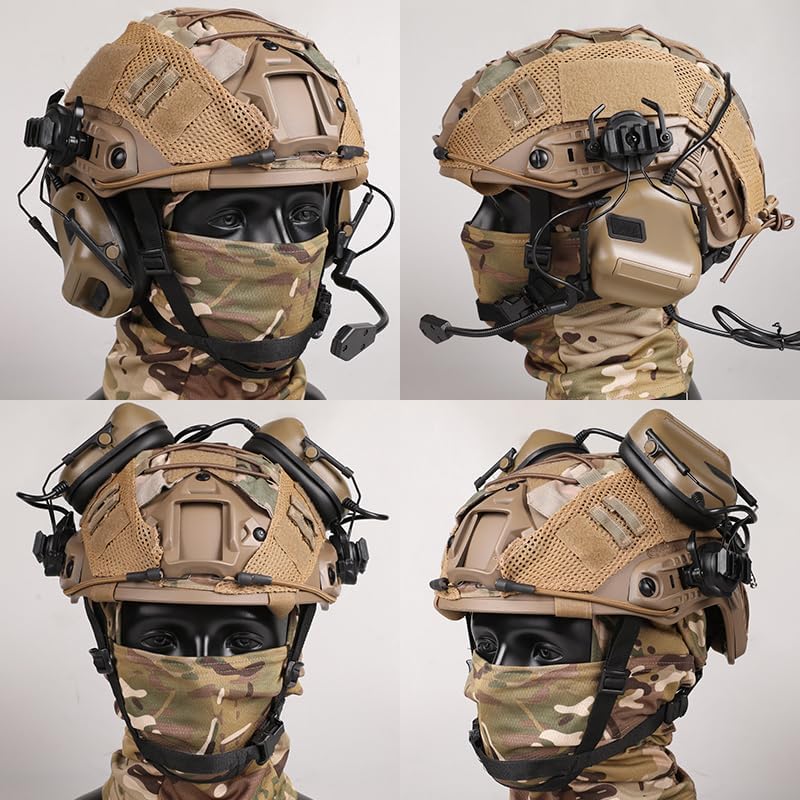 Tactical Helmet with Headset,Adjustable Helmet with Helmet Cover and Fcae Mask for Cosplay Military Tactical Airsoft Gear - Image 7