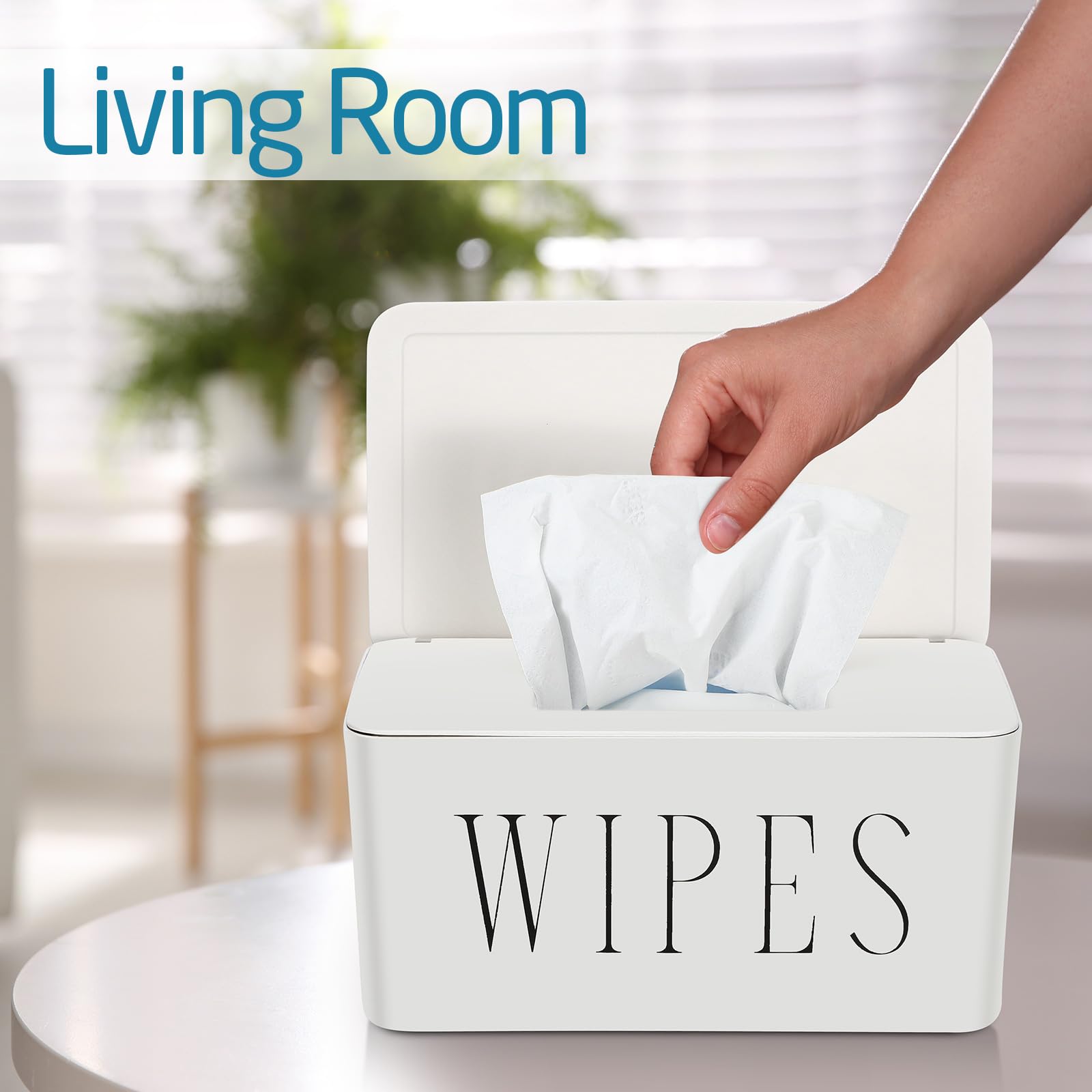 Dispensador grande de toallitas para bebé, soporte para toallitas recargables con tapa, contenedor de toallitas de inodoro para baño, caja de almacenamiento de papel de seda para el hogar,