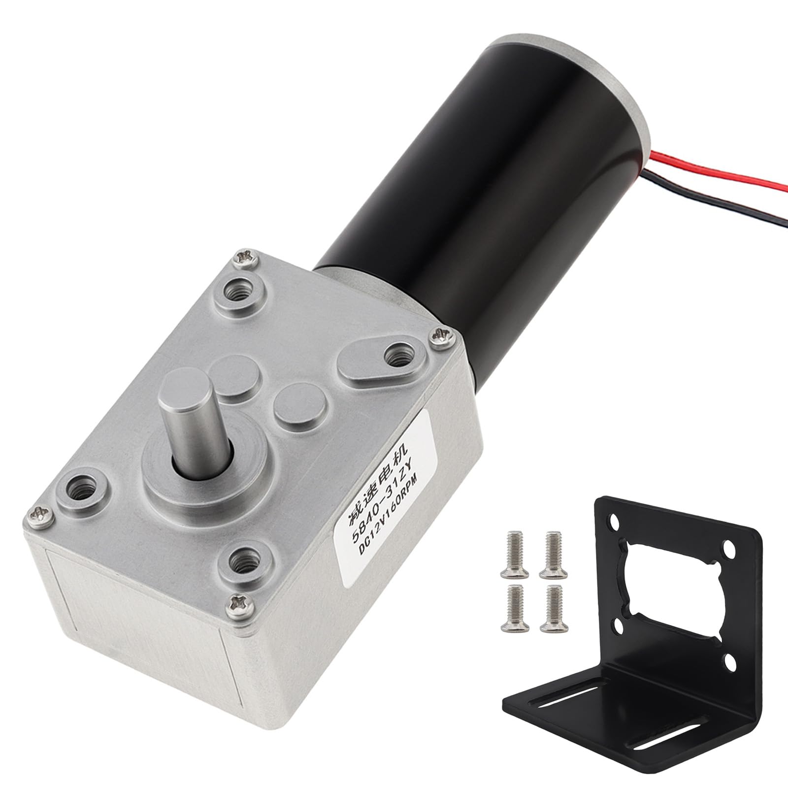 Motor de engranajes helicoidales de 12 V CC, 40 rpm, autobloqueo y reversible, mini motor eléctrico de imán permanente con soporte 5840-31ZY