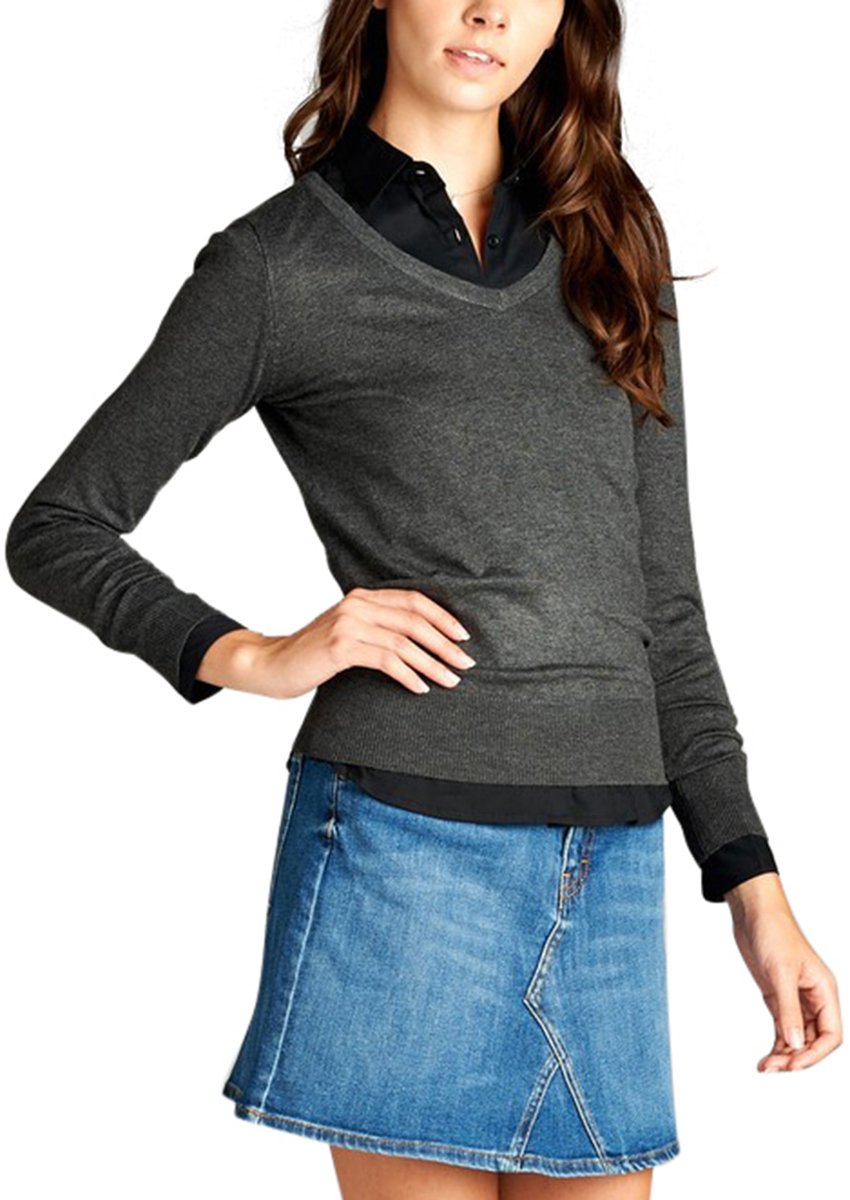 ToBeInStyle Women's Classic Long Sleeve V-Neck Pullover Sweater