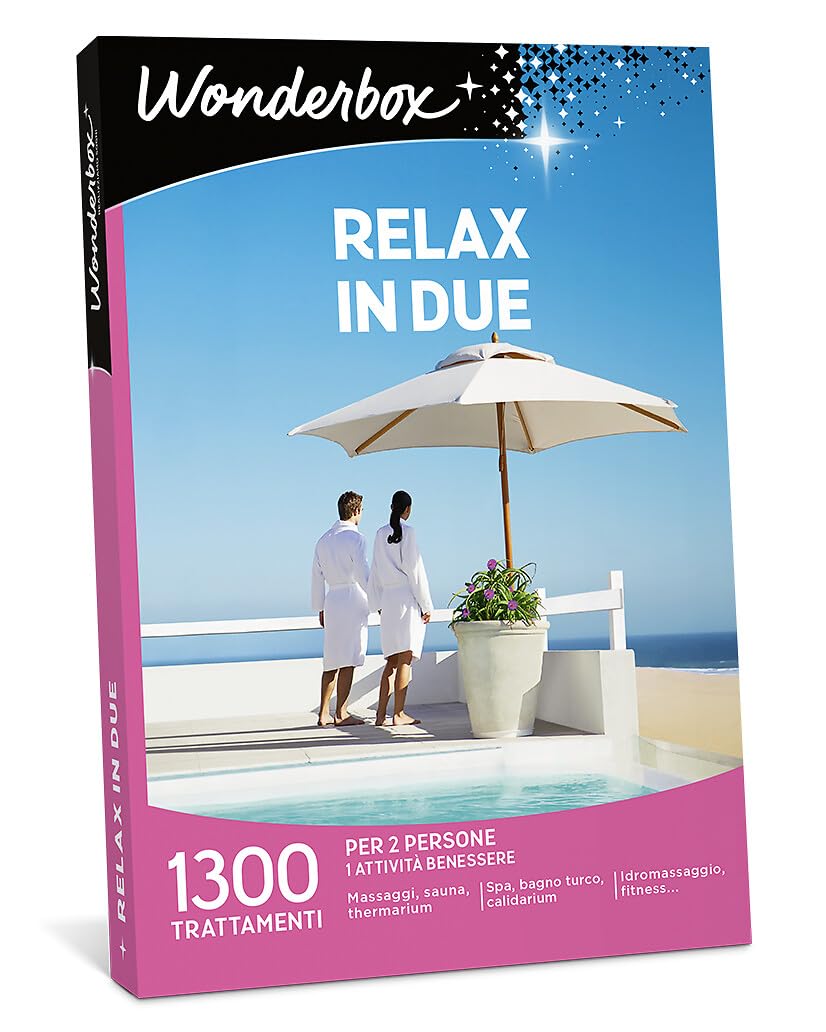 Wonderbox - Cofanetto Regalo - Relax in Due - 1200 Momenti Relax - Perfetto per Regali di Coppia - Come Idee Regalo per Anniversario - 2 Persone
