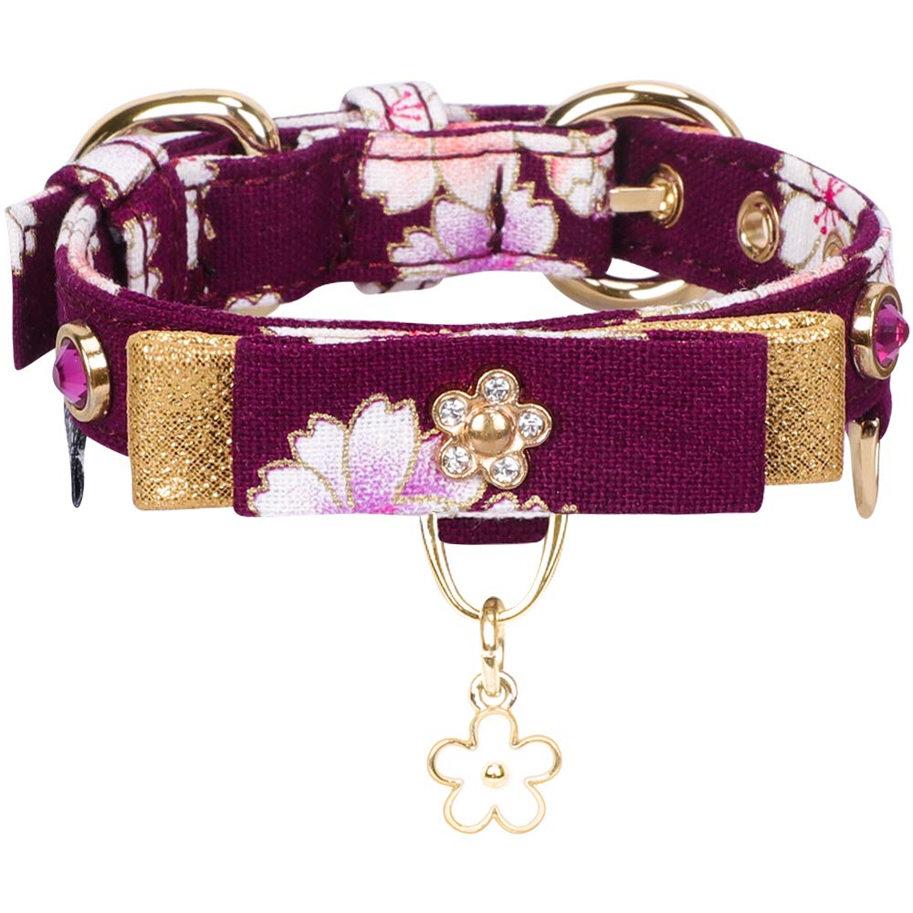 Amazon | PetsHome 猫の首輪 犬の首輪 花柄プリント 調節可能な首輪