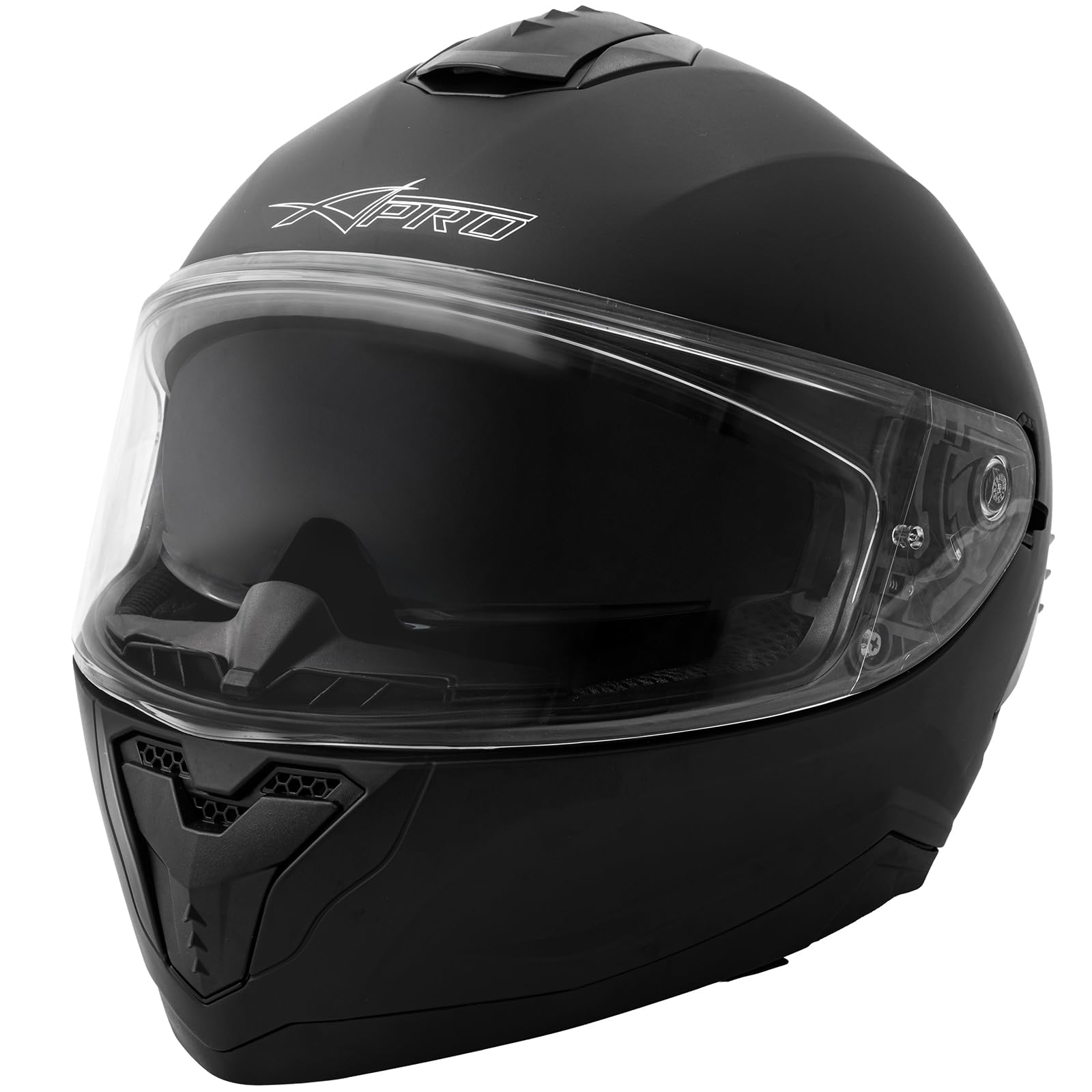 A-Pro Casco Integrale Moto Scooter Visiera Interna Parasole Viaggio Nero Opaco S