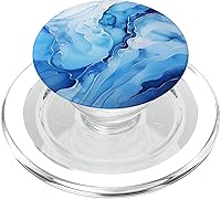 Vista 8 de PopSockets estándar PopGrip con piedra gemóloga calcedonia azul de ágata de hielo