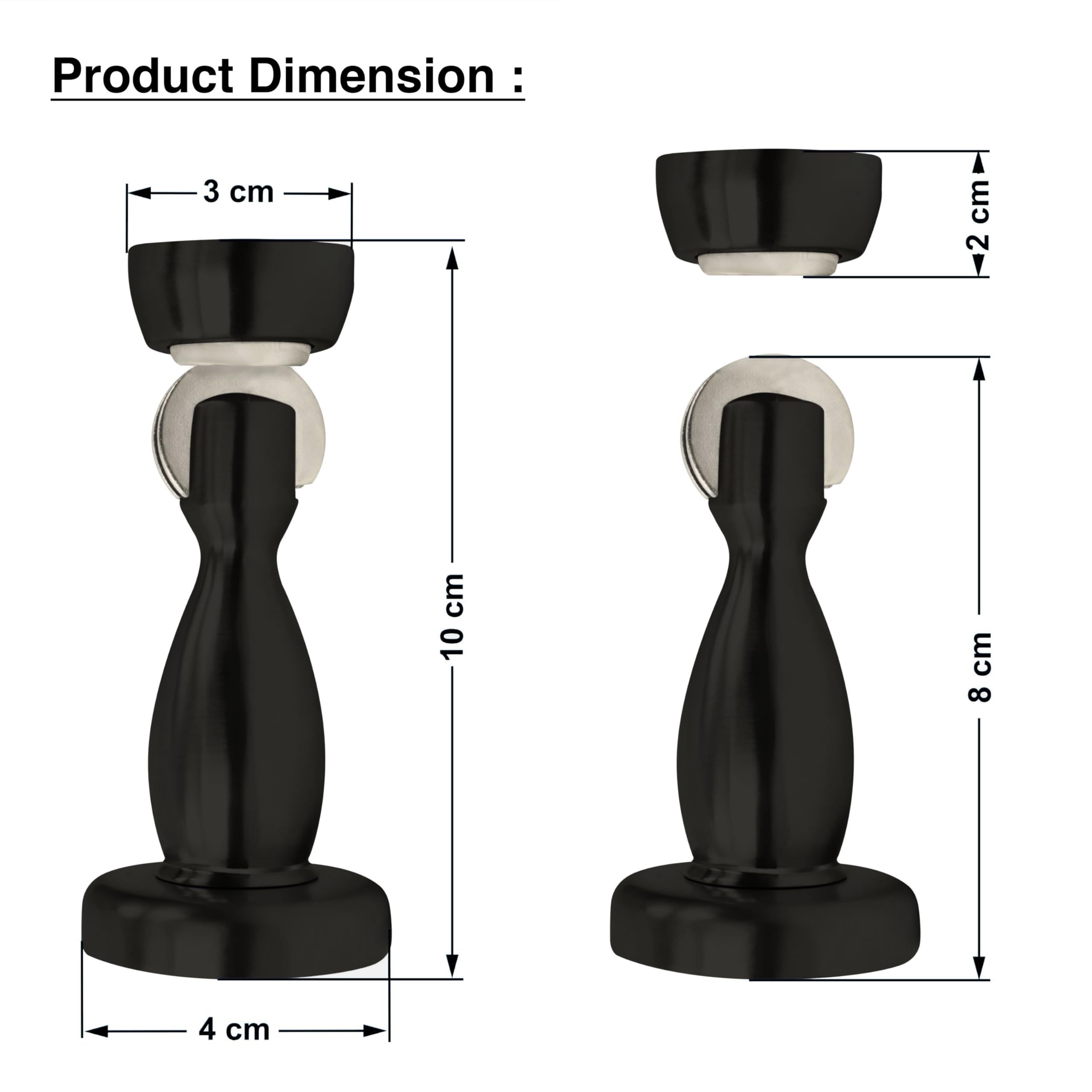 Ruboxa Door Stopper for Main Door/4 Inch Door Magnet Stopper/360 Degree Magnet Doors Catcher - Pack of 1 (Black) 1