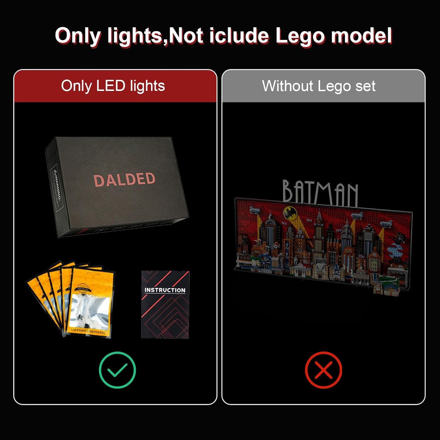 DALDED LED Lighting Kit for Lego The Animated Series Gotham City, LED Light Compatible with Lego 76271 Building Block Models - NOT Included The Model Set