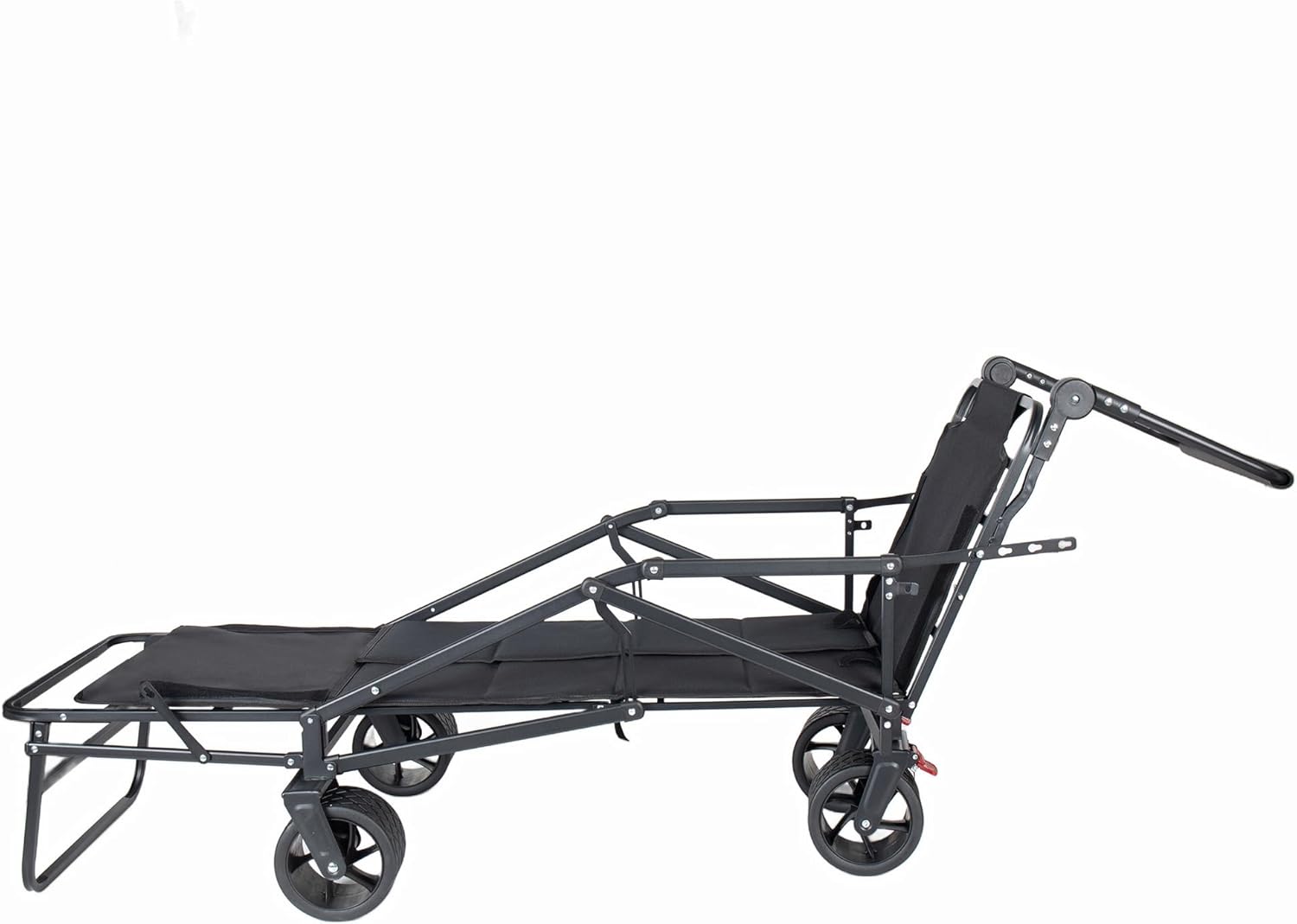 2-in-1 Multifunctional Folding Wagon Carts, Convertible Beach Chair with All-Terrain Wheels & Handle, 650lb Capacityfor Shopping Beach Camping Sports Garden, Black