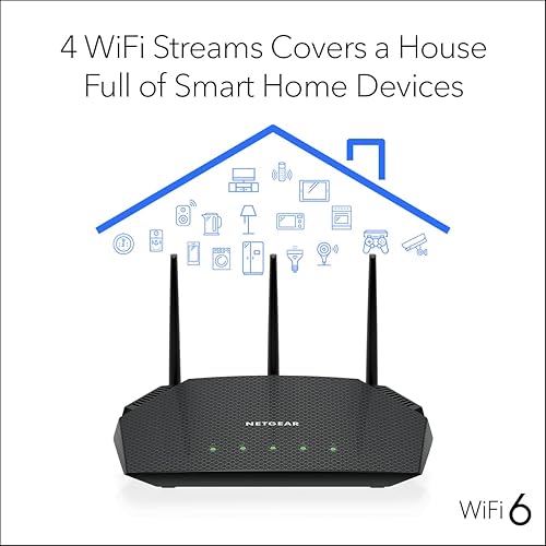Miniatura 4 de NETGEAR Nighthawk Wifi 6 Router (RAX36S) - Router Gigabit de 4 flujos AX3000 Velocidad inalámbrica de doble banda (hasta 3 Gbps)  Cubre hasta 2,000