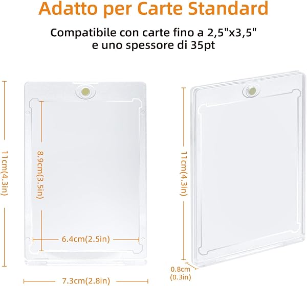 Tolesum 10PCS Magnetic Trading Card Holder 35PT Bustine Protettive UV Protezione Custodie Porta Carta Trasparente Magnetiche Carta Cornici Carte Collezionabili per Yugioh,Magic, MTG, Sport - 3