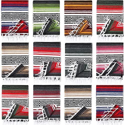 Macarrie 12 Pcs Mexican Beach Blankets Bulk Large Thick Serape Bl...