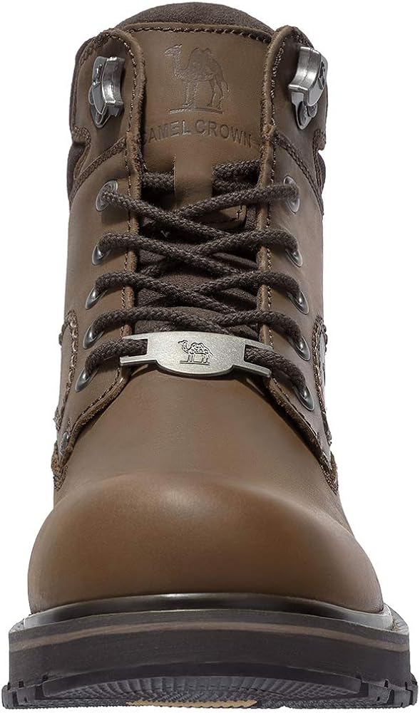 CAMEL CROWN Men’s Work Boots Soft Toe Leather Oxford Boots Casual Comfortable Boot High Top Shoes Yellowish Brown