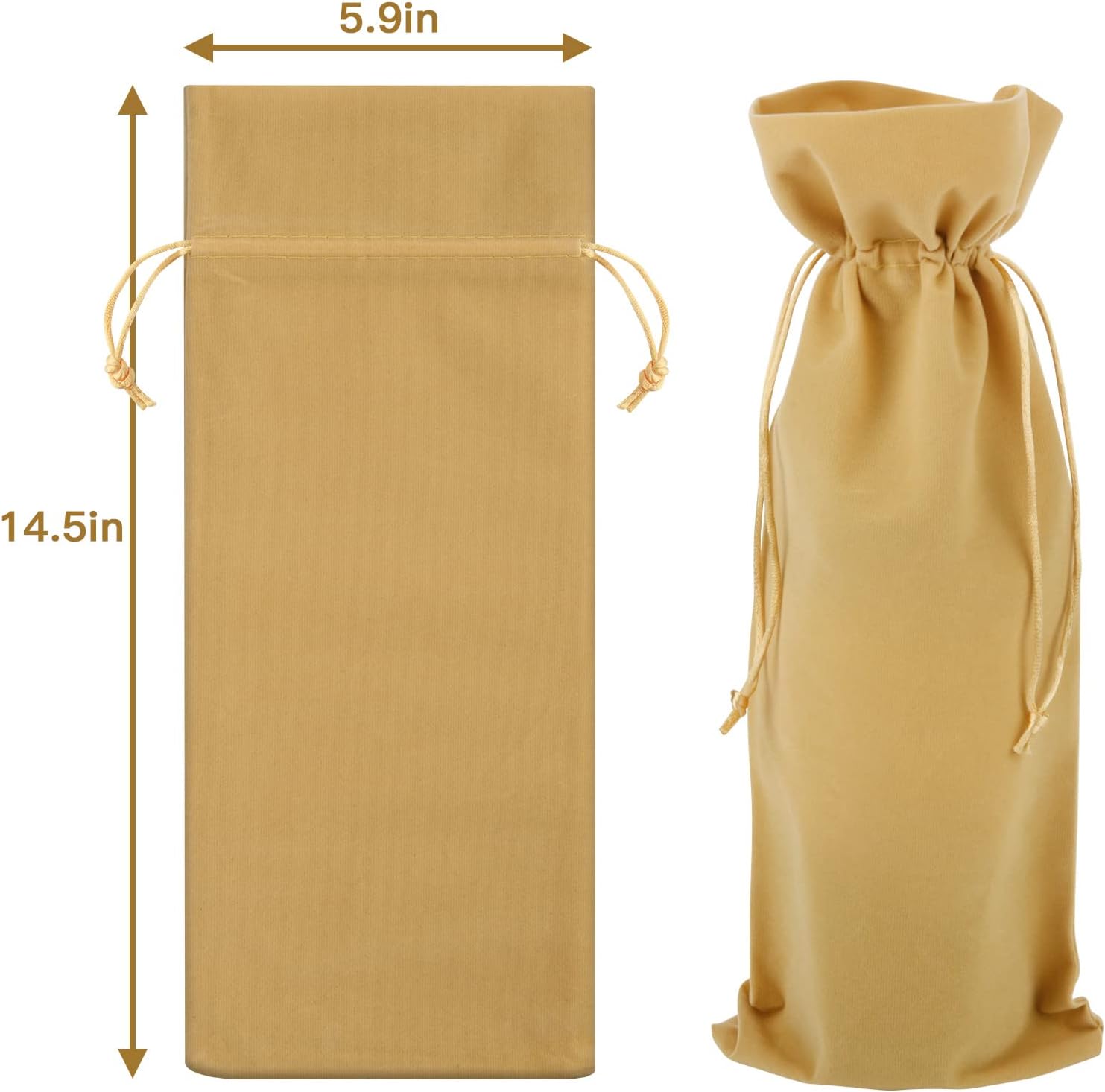 Homakover Luxury Velvet Wine Bag Wine Gift Bags, 6 Pcs Wine Bottle Bags with Double Drawstring Closure, 14.5"x 5.9" Reusable Bottle Bag For Christmas Wedding Birthday Party Holiday Housewarming - Image 4