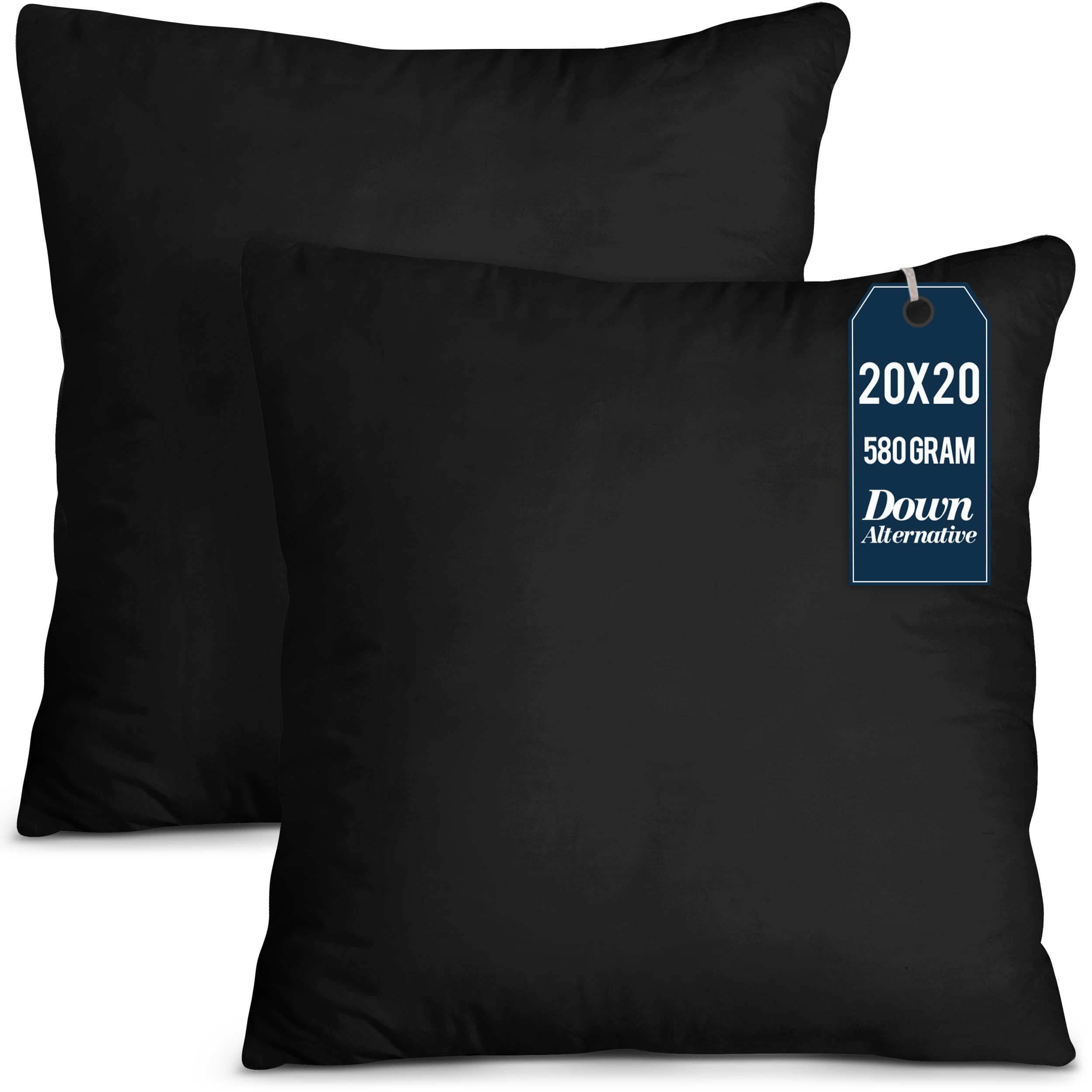 Utopia Bedding Throw Pillows Insert (Pack of 2, Black) - 20 x 20 Inches Bed and Couch Pillows - Indoor Decorative Pillow