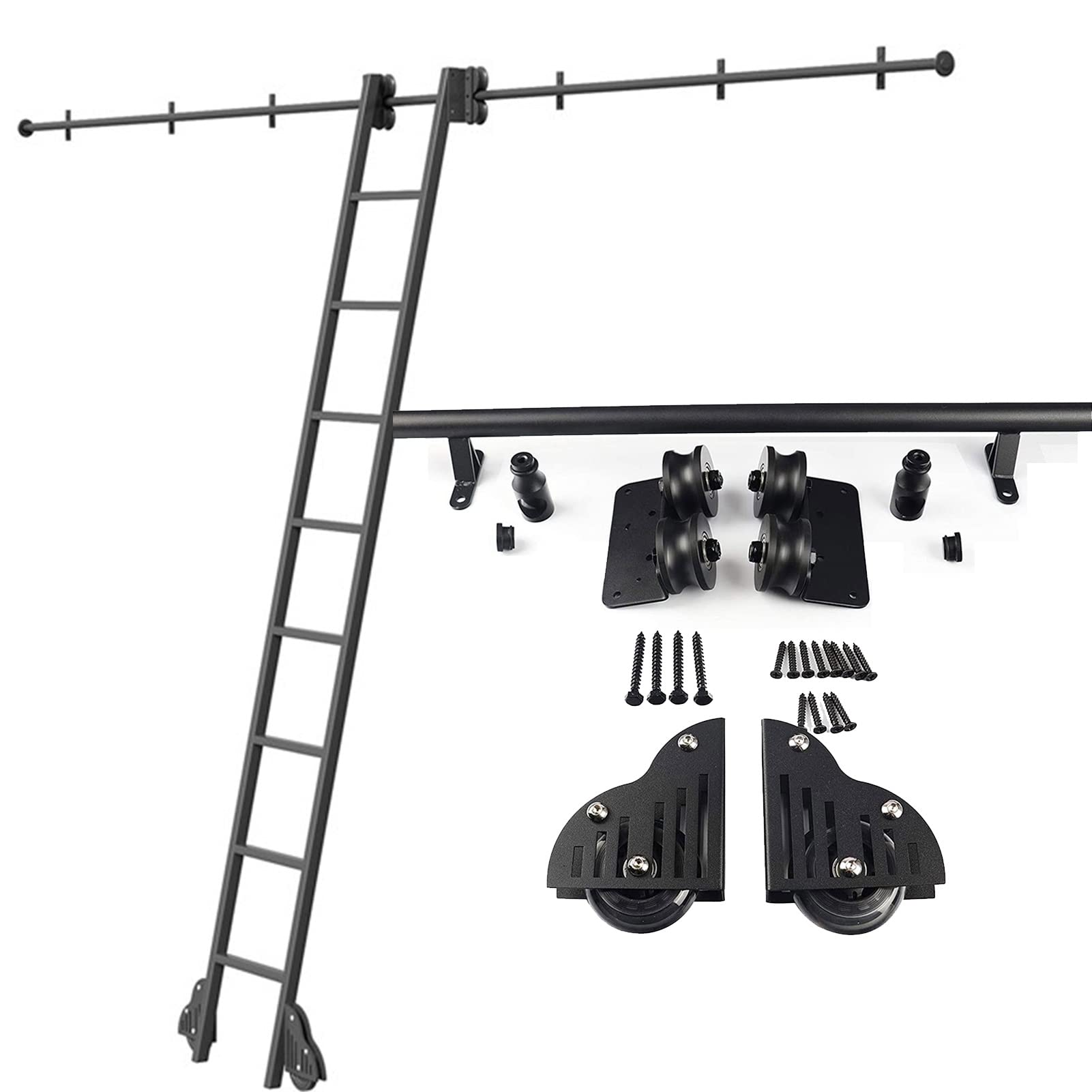 Kit quincaillerie pour échelle de bibliothèque coulissante pour optimiser l'espace du salon