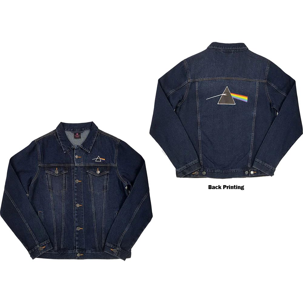 PINK FLOYD Denim Veste Dark Side of The Moon Band Logo Nouveau Officiel Unisex