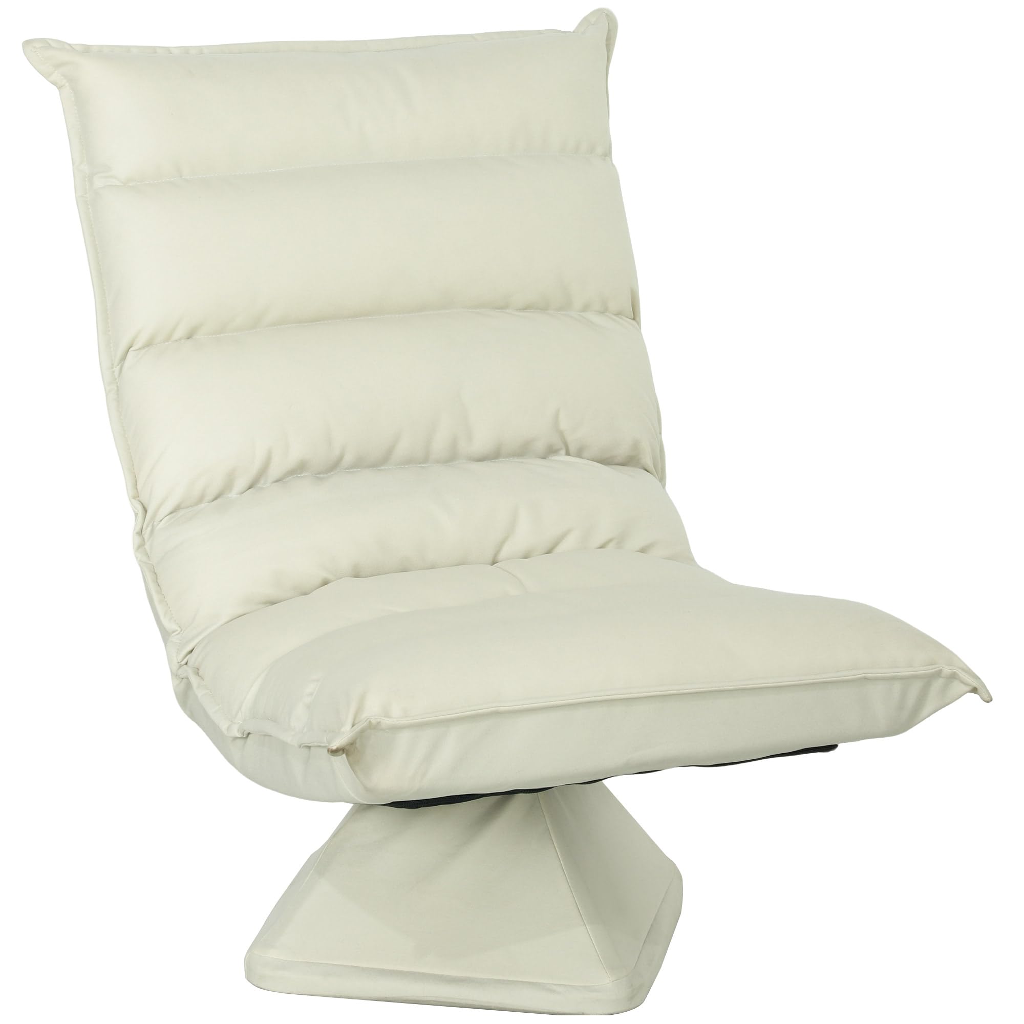 HOMCOM Poltrona Relax Tessuto Imbottita Girevole a 360° 62x70x95cm Beige | Poltrona Reclinabile a 3 Livelli, per TV, Giochi, Lettura, Yoga e Ufficio