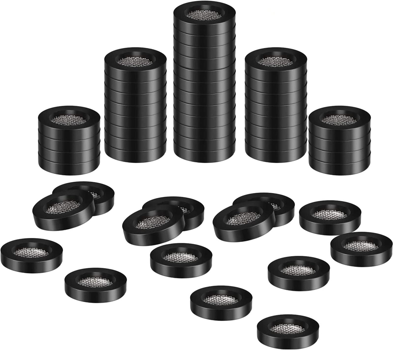 Mudder 50 Pack Stainless Steel Filter Shower Head Seal O Ring Hose Gasket Rubber Washer with 40 Mesh for 1/2 Inch Shower Hose Heads