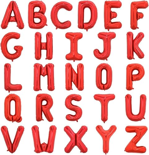 TONIFUL 52 Stück 16 Zoll Rot Buchstabe A-Z Ballons Benutzerdefinierte Phrase Mylar Folie Alphabet Erstellen Sie Ihr Eigenes Banner für Geburtstag Jubiläum Feier Graduierung Party Supplies
