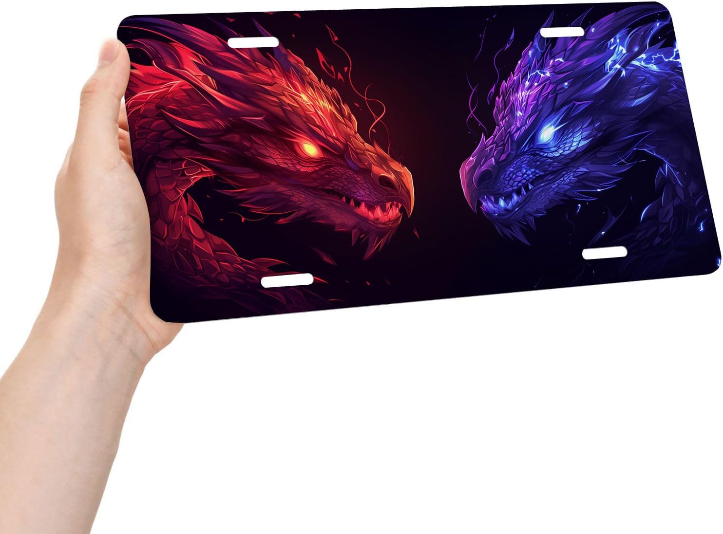 Blue Dragon Front License Plate for Men Animal Red Dragon Car Vanity Plates Decorative Aluminum Metal Cute Novelty License Plate 6x12 Inch (4 Holes) image 4