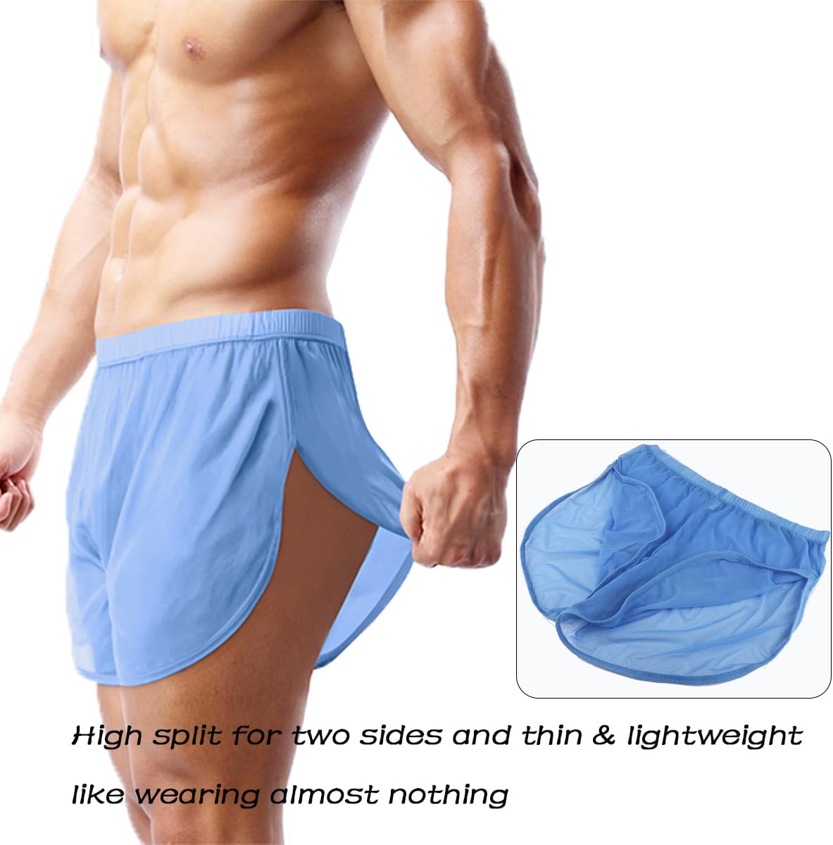 ZONBAILON Men's Boxer Shorts Loose Split Side Mesh See-Through Sexy Breathable Underwear M L XL 2XL 3XL - Image 3