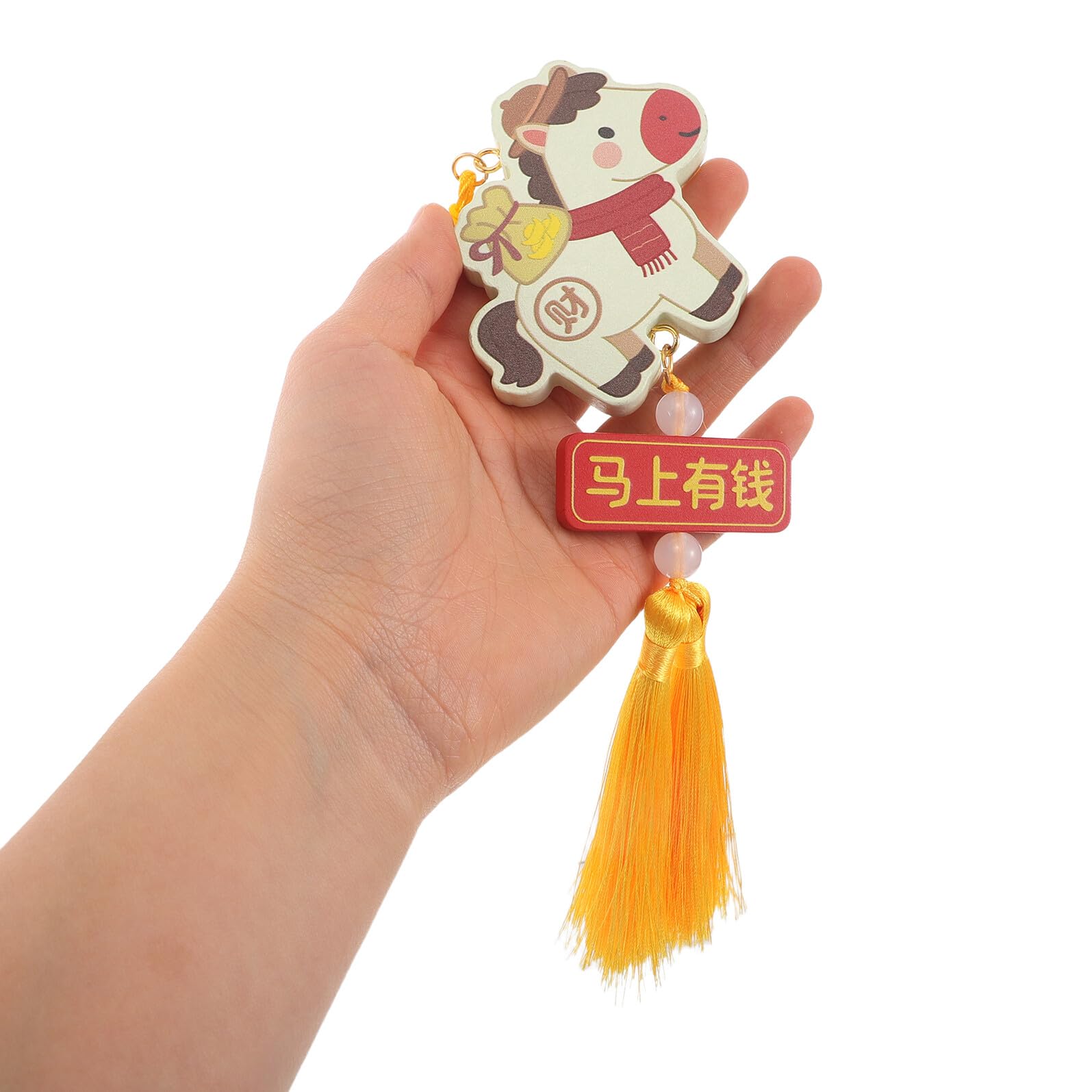 Pendentifs Traditionnels Chinois pour Voiture 2pcs en Bois et Plastique, Décoration Légère et Solide pour Rétroviseur Intérieur, pour Nouvel an Chinois 2026