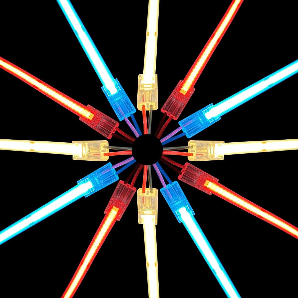 HAMRVL 12 Pack 8mm Cob Led Strip Light Connectors 2 Pin, Led Strip to Wire Solderless Transparent Track Lighting Adapter Connection with 6M/19.68ft Led Wire Extension Cable for White Led Tape 12/24V - Image 5