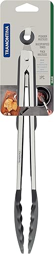 Miniatura 2 de Tramontina Pinzas de cocina, molde, 13.8 pulgadas (13.8 in), gris, silicona, pinzas multiusos, resistentes al calor, aptas para lavavajillas,