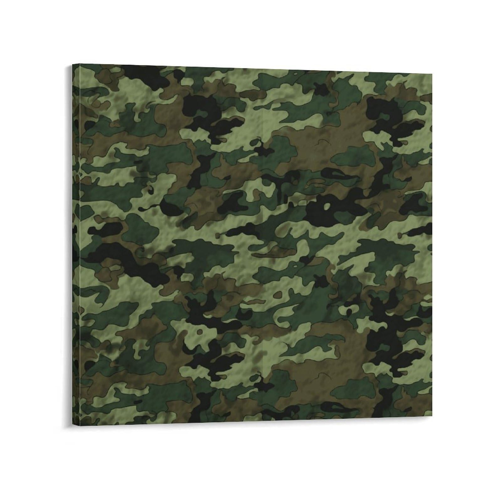 KLOPH Green Military Camo Canvas Wall Art for Living Room 08x8inch Modern Artwork Painting for Bathroom Hanging Canvas Prints Aesthetic Wallart for Bedroom Kitchen Office Wall Decor