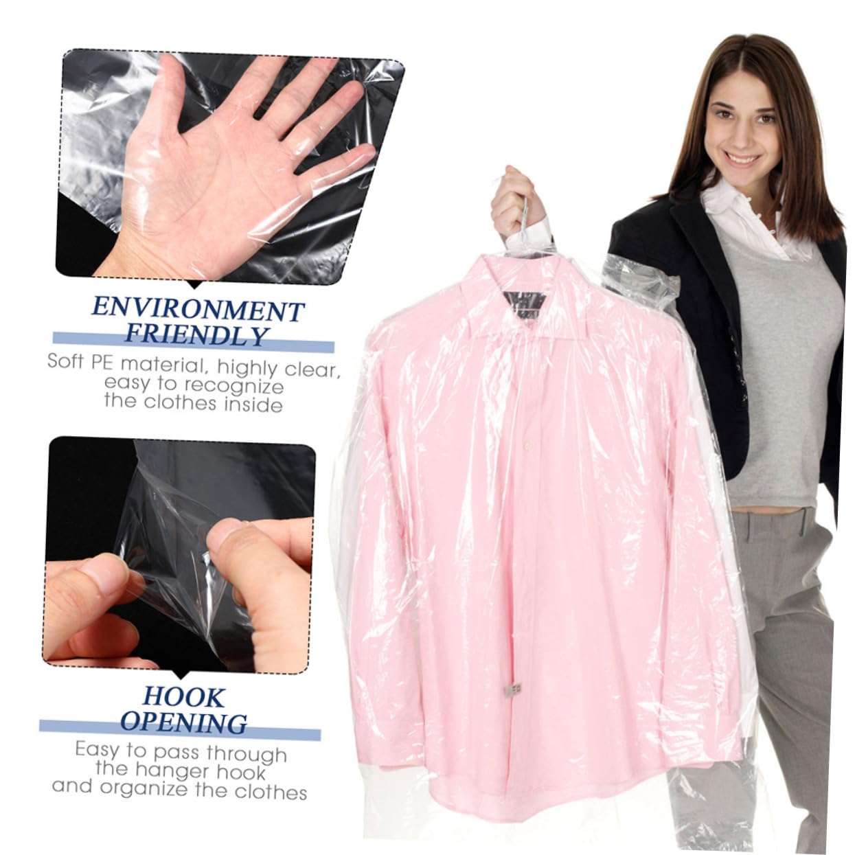 40 Stück Transparente Kleidersäcke aus Pe und Waschbar Staubschutzhüllen für Kleiderschränke für Anzüge und Abendkleider